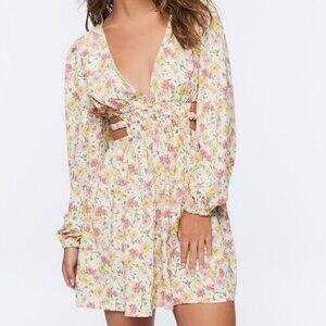 NWT Floral Print Cutout Mini Dress